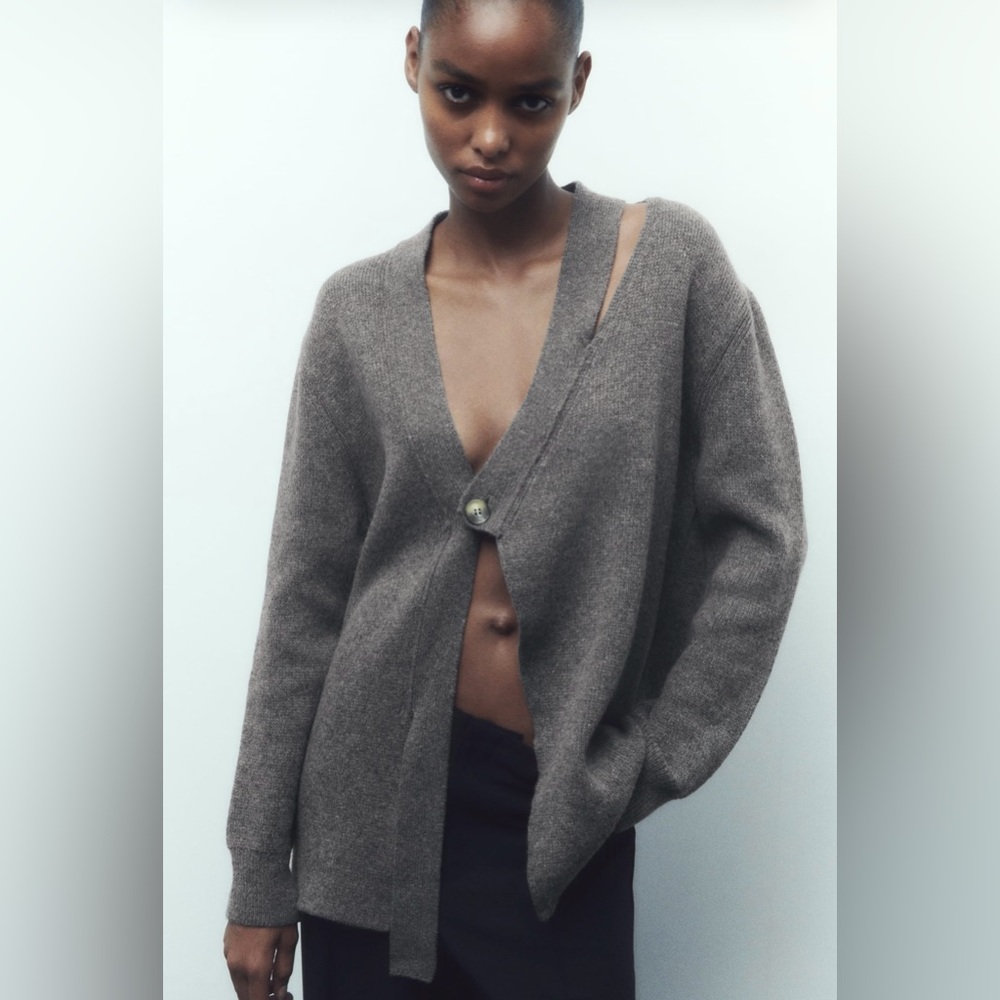 ZARA Cut Out Knit Wool Blend Cardigan - NWOT